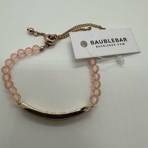 NWT baublebar gold tone and pink plastic beaded adjustable bracelet